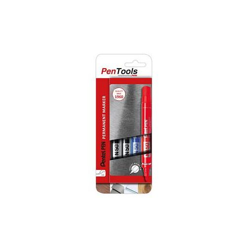 4016284345849 - N50 Permanentmarker Medium Rundspitze 3 mm Blau Rot Schwarz Nicht Nachfüllbar 4 Stück