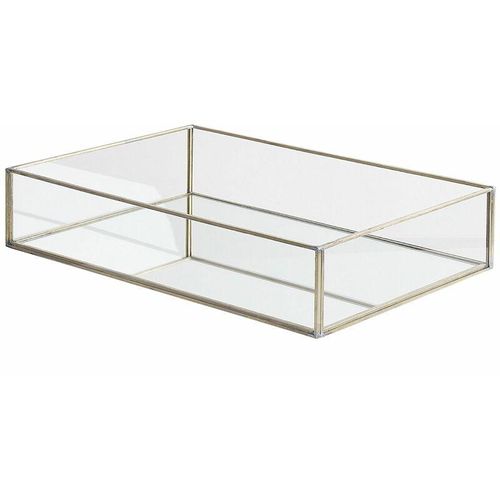 4251682255516 - Beliani - Dekotablett Transparent Silber Glas Metall Spiegeleffekt Rechteckig Elegant - Silber