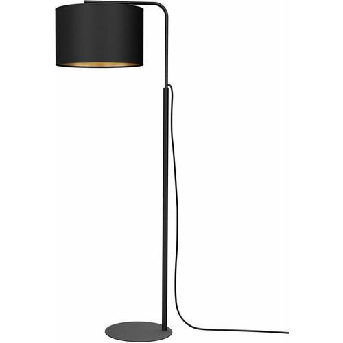 4255596617897 - Licht-erlebnisse - Stehlampe Schwarz E27 151 cm Stoff Metall Modern Stehleuchte - Schwarz Gold