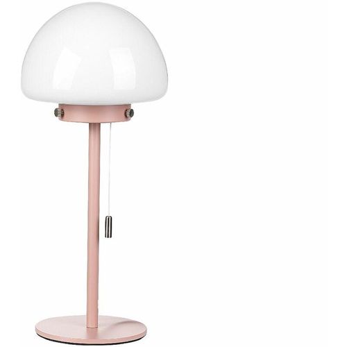 4255664814852 - Beliani - Tischlampe rosa Metallsockel Glasschirm Zugschalter minimalistischer Stil Bürolicht für zu Hause - Weiß