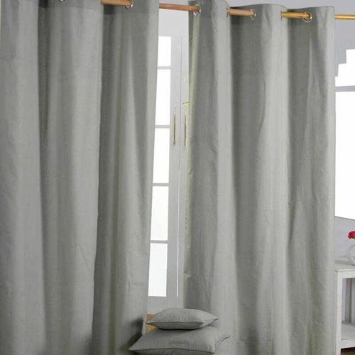 5055967416888 - Gardinen mit Ösen unifarben grau im 2er Set 182 x 137 cm - Grau - Homescapes