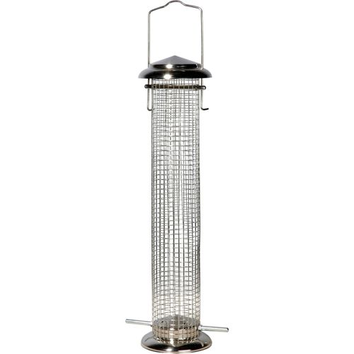 4042085115237 - - Futterspender mit Gitterröhre Futtersäule für Wildvögel 95 x 95 x 39 cm Metall Silber