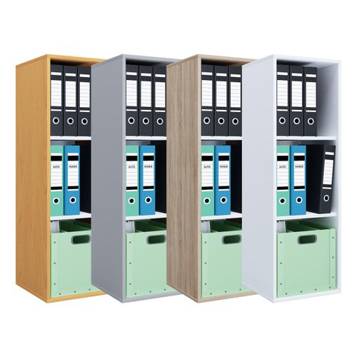 4051814414060 - Holzregal stehend platzsparender Aktenschrank Maße ca H 110 x B 35 x T 37 cm Elegantes Regal Büroregal – Lona I 3f
