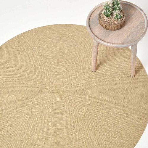 5055967498112 - Handgewebter geflochtener Teppich in Beige 120 cm rund - Beige - Homescapes