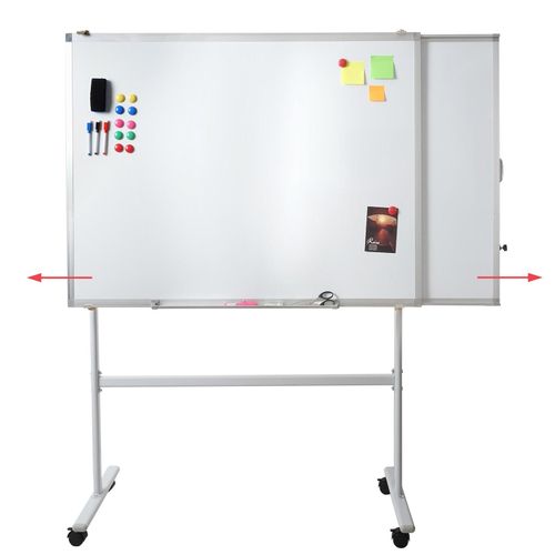 4057651567075 - Whiteboard MCW-C85b mit ausziehbarer Tafel Magnettafel Memoboard Pinnwand mobil rollbar inkl Zubehör 167x186cm