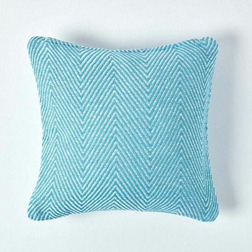 5055967469976 - Blauer Kissenbezug Halden aus Baumwolle mit Chevronmuster 60 x 60 cm - Türkis - Homescapes 5055967469976 - Blauer Kissenbezug Halden aus Baumwolle mit Chevronmuster 60 x 60 cm - Türkis - Homescapes