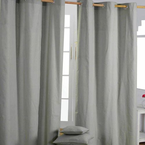 5055967416871 - Gardinen mit Ösen unifarben grau im 2er Set 137 x 117 cm - Grau - Homescapes