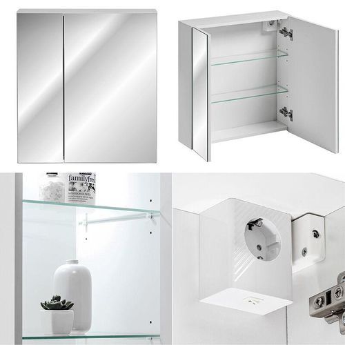 4066075049722 - Lomadox - Spiegelschrank 60 cm LARCIANO-56 in weiß b h t ca 60 65 168 cm - weiß