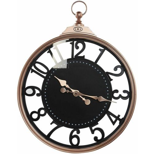 4251682283717 - Beliani - Wanduhr Schwarz und Kupferfarben ø 44 cm Rund Arabische Ziffern Taschenuhr Form Hängende Wanddekoration für Wohnzimmer Esszimmer Flur