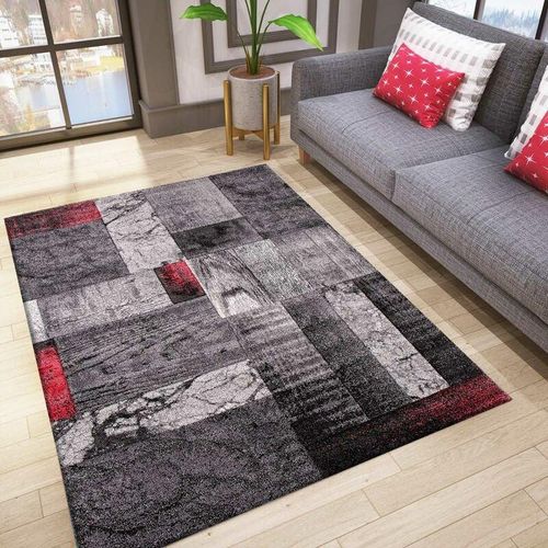 4065975000734 - Vimoda - Designer Teppich Wohnzimmer Inneneinrichtung Modern Rot120x170 cm