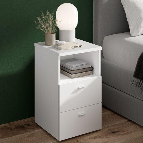 4066075107491 - Lomadox - Nachttisch Nachtschrank in weiß CERNA-10 auch für Boxspringbetten geeignet b h t ca 35 615 399 cm - weiß