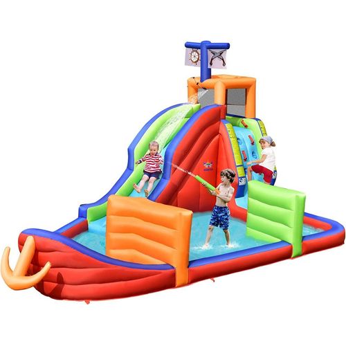 0794094567081 - 6 in 1 Hüpfburg mit Rutsche Aufblasbare Wasserrutsche Spielpool Springburg Hüpfschloss Outdoor Bouncer Planschbecken für Kinder 460 x 310 x 290 cm