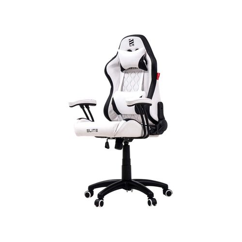 4056551138590 - ELITE Gaming-Stuhl für Kinder PULSE ergonomisch bis 120kg verstellbare Höhe Wippmechanik Kissen (Weiß Schwarz) 4056551138590 - ELITE Gaming-Stuhl für Kinder PULSE ergonomisch bis 120kg verstellbare Höhe Wippmechanik Kissen (Weiß Schwarz)
