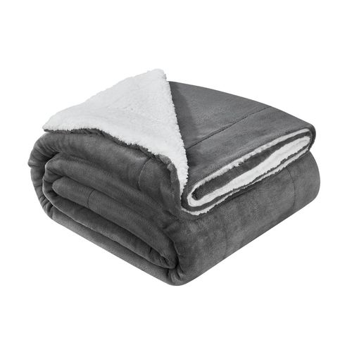 4260565526629 - Fleecedecke mit Sherpa - flauschig warm waschbar - Decke   Plaid für Bett und Couch - Tagesdecke Kuscheldecke - 150x200 cm - Dunkelgrau - Juskys