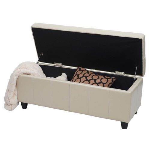 4057651402147 - Aufbewahrungs-Truhe Kriens Sitzbank Bank Kunstleder 45x114x45cm ~ creme 4057651402147 - Aufbewahrungs-Truhe Kriens Sitzbank Bank Kunstleder 45x114x45cm ~ creme