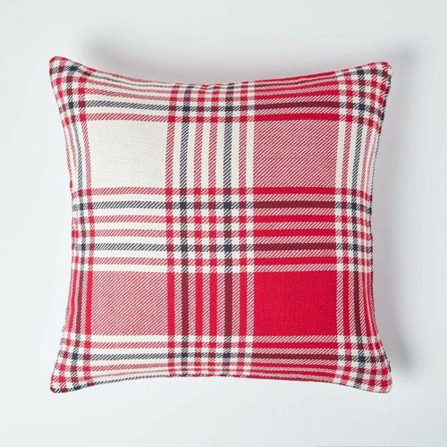 5055967412590 - Baumwoll-Kissenbezug mit Schottenmuster in Rot 60 x 60 cm - Rot-Weiß - Homescapes