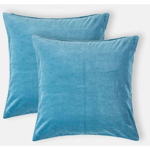 5056280707103 - Samt-Kissenbezug 2er-Set in Himmelblau 40 x 40 cm - Himmelblau - Homescapes