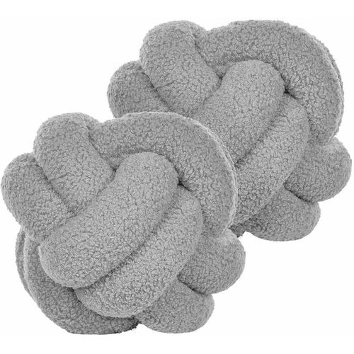 4255664819062 - 2er-Set Dekokissen Grau Boucle Knoten Kissen 19 x 19 cm Dekozubehör - Grau