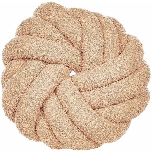 4255664818959 - Beliani - Knotenkissen Beige Bouclé 31 x 31 cm Plüsch Geflecht Dekorativ Modern - Beige