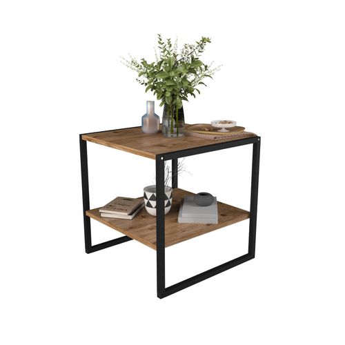 4051814427053 - Holz Beistelltisch Couchtisch im schlichten Industriestyle Maße ca H 50 x B 50 x T 50 cm Wohnzimmertisch Kaffeetisch - Insasi M 4051814427053 - Holz Beistelltisch Couchtisch im schlichten Industriestyle Maße ca H 50 x B 50 x T 50 cm Wohnzimmertisch Kaffeetisch - Insasi M