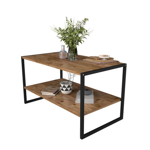 4051814427077 - Holz Beistelltisch Couchtisch im schlichten Industriestyle Maße ca H 50 x B 90 x T 50 cm Wohnzimmertisch Kaffeetisch - Insasi L 4051814427077 - Holz Beistelltisch Couchtisch im schlichten Industriestyle Maße ca H 50 x B 90 x T 50 cm Wohnzimmertisch Kaffeetisch - Insasi L