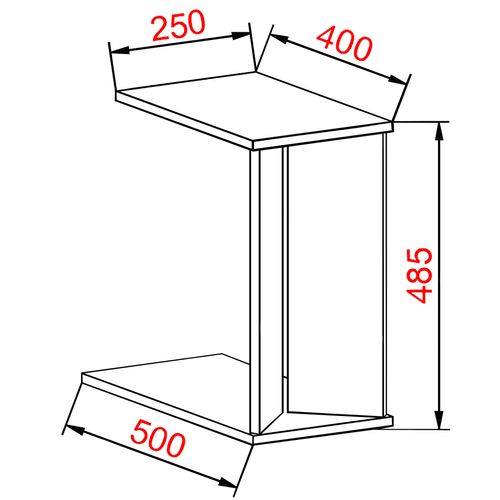 4051814428883 - Holz Beistelltisch Couchtisch schlicht Maße ca H 49 x B 25 x T 50 cm Wohnzimmertisch mit zwei Fächern Kaffeetisch - Nachto M 4051814428883 - Holz Beistelltisch Couchtisch schlicht Maße ca H 49 x B 25 x T 50 cm Wohnzimmertisch mit zwei Fächern Kaffeetisch - Nachto M
