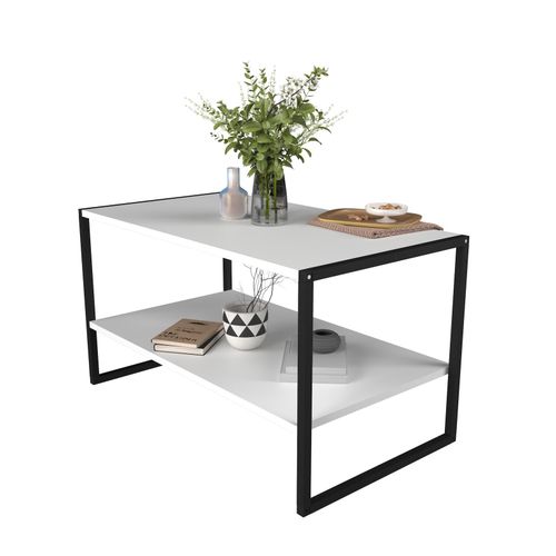 4051814427060 - Holz Beistelltisch Couchtisch im schlichten Industriestyle Maße ca H 50 x B 90 x T 50 cm Wohnzimmertisch Kaffeetisch - Insasi L 4051814427060 - Holz Beistelltisch Couchtisch im schlichten Industriestyle Maße ca H 50 x B 90 x T 50 cm Wohnzimmertisch Kaffeetisch - Insasi L