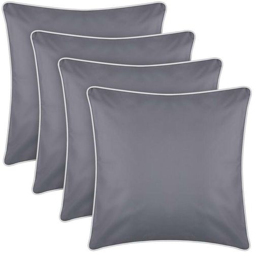 4059222061777 - Outdoor Kissen mit Paspel 4er Pack ( 45 x 45 cm ) Dunkelgrau - Dekokissen Garten Reißverschluss - Schmutz- und Wasserabweisend - abnehmbarer Bezug