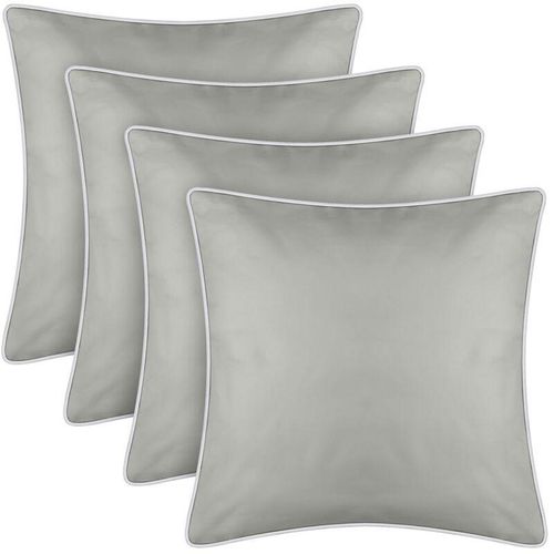 4059222061890 - Outdoor Kissen mit Paspel 4er Pack ( 45 x 45 cm ) Beige - Dekokissen Garten Reißverschluss - Schmutz- und Wasserabweisend - abnehmbarer Bezug - Beige