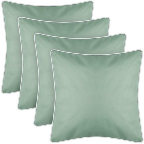 4059222061814 - Outdoor Kissen mit Paspel 4er Pack ( 45 x 45 cm ) Mintgrün - Dekokissen Garten Reißverschluss - Schmutz- und Wasserabweisend - abnehmbarer Bezug