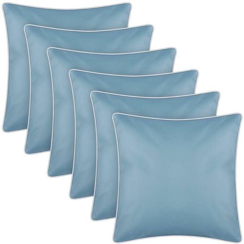 4059222061869 - Outdoor Kissen mit Paspel 6er Pack ( 45 x 45 cm ) Türkis - Dekokissen Garten Reißverschluss - Schmutz- und Wasserabweisend - abnehmbarer Bezug