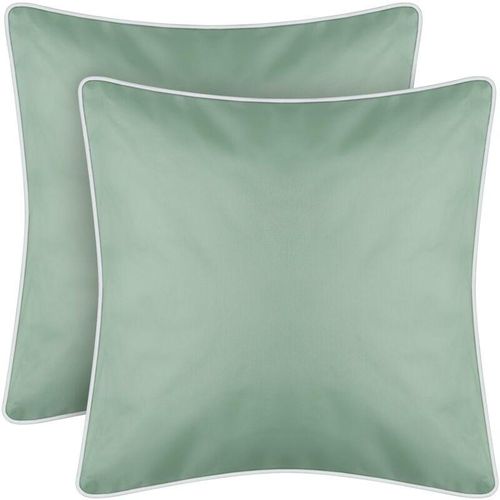 4059222061807 - Outdoor Kissen mit Paspel 2er Pack ( 45 x 45 cm ) Mintgrün - Dekokissen Garten Reißverschluss - Schmutz- und Wasserabweisend - abnehmbarer Bezug