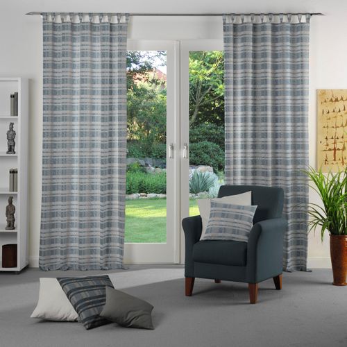 4004567230210 - Vorhang WIRTH Laufenberg Gardinen Gr 125 cm Schlaufen 65 cm blau Landhaus Gardinen Gardine