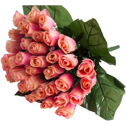 5415070067283 - Kunstblume BOTANIC-HAUS Rosenstrauß mit 36 Rosen Kunstpflanzen Gr Ø H 30 cm x 45 cm rot (lachs) Kunst-Blumen