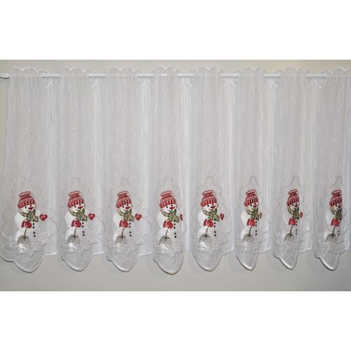 4028298296833 - Scheibengardine STICKEREIEN PLAUEN Schneemann Gr 9 bunt B193cm H50cm Voile Polyester Gardinen