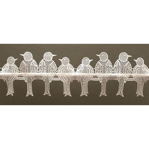 4028298302138 - Scheibengardine STICKEREIEN PLAUEN Spatzen Gr 6 weiß B100cm H13cm Polyester Gardinen 4028298302138 - Scheibengardine STICKEREIEN PLAUEN Spatzen Gr 6 weiß B100cm H13cm Polyester Gardinen
