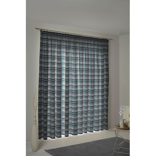 4004567230616 - Vorhang WIRTH Laufenberg Gardinen Gr 125 cm Kräuselband 65 cm blau (petrol) Landhaus Gardinen Gardine
