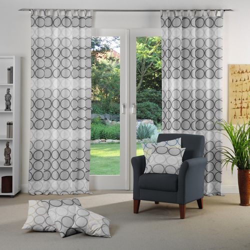4004567226275 - Vorhang WIRTH Zirbello Gr 1 grau (dunkelgrau) B132cm H145cm Jacquard Baumwolle Polyester Gardinen