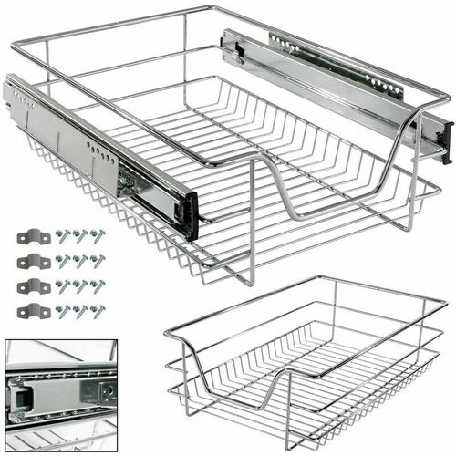 4260627420360 - Teleskop Schublade Küchenschublade Korbauszug ausziehbar 40 cm - silber - Arebos