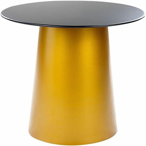 4255664818256 - Beliani - Beistelltisch Schwarz Eisen Rund 56 cm mit Goldenem Säulenfuß Modern Glamourös Einbeinig Wohnzimmer Ausstattung Möbel Blumenständer