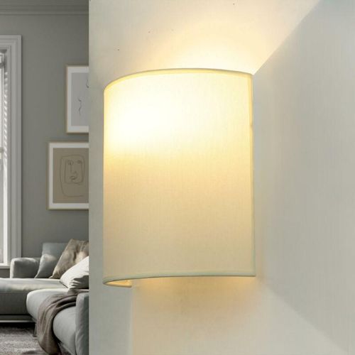 4255596648723 - Licht-erlebnisse - Wandleuchte Stoff E27 indirekt in Creme Weiß Wandlampe Wohnzimmer Schlafzimmer - Creme