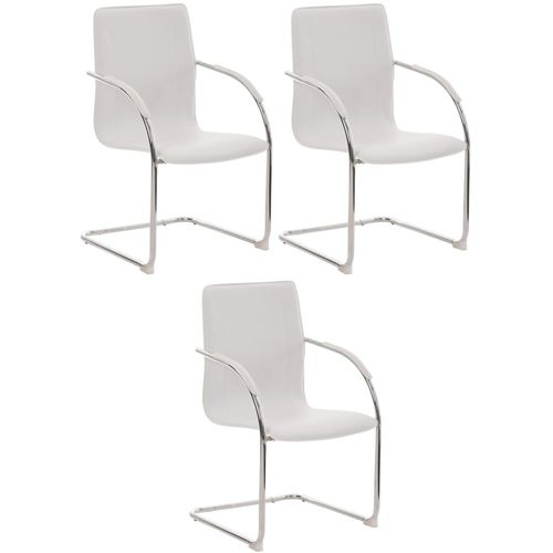 4251756475543 - 3er Set Freischwinger Melina Kunstleder I Konferenzstühle Mit Armlehne I Bürostühle Mit Metallgestell In Chrom-Optik 4251756475543 - 3er Set Freischwinger Melina Kunstleder I Konferenzstühle Mit Armlehne I Bürostühle Mit Metallgestell In Chrom-Optik