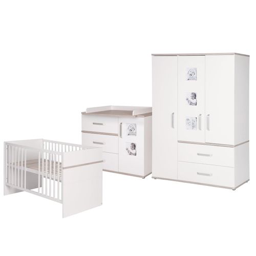 4005317289182 - Roba Komplett Kinderzimmer MORITZ 3-tlg (Kinderbett Wickelkommode breit und 3-türiger Kleiderschrank) Weiß Luna Elm weiß 4005317289182 - Roba Komplett Kinderzimmer MORITZ 3-tlg (Kinderbett Wickelkommode breit und 3-türiger Kleiderschrank) Weiß Luna Elm weiß