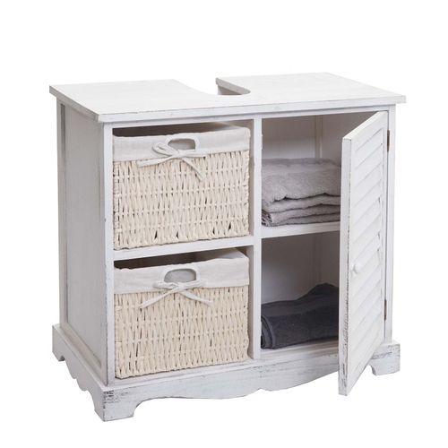 4057651496559 - Waschbeckenunterschrank MCW-H20 Badezimmer Waschtisch Massiv-Holz Korb-Schublade 60x65x31cm ~ shabby weiß 4057651496559 - Waschbeckenunterschrank MCW-H20 Badezimmer Waschtisch Massiv-Holz Korb-Schublade 60x65x31cm ~ shabby weiß