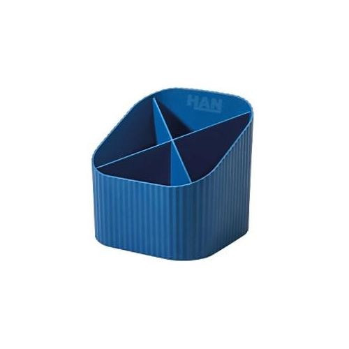 4012473172487 - Stiftehalter Karma 4 unterschiedlich hohe Fächer B 111 x H 105 x T 111 mm recycelter Kunststoff blau