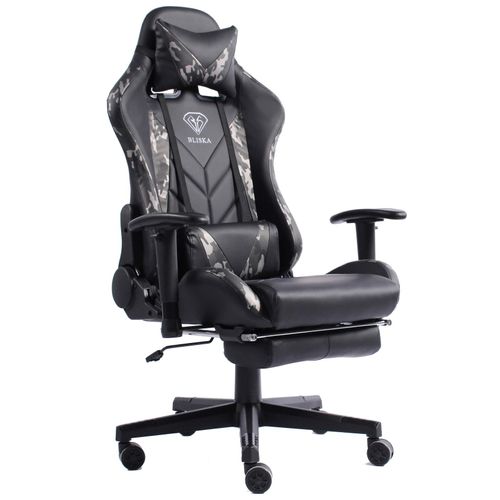 4250931574934 - Gaming Stuhl mit Fußstütze und ergonomsichen 4D-Armlehnen gaming chair in ergonomischer Sportsitz Optik Gamer Stuhl mit verstellbaren Rückenstützkissen Bürostuhl