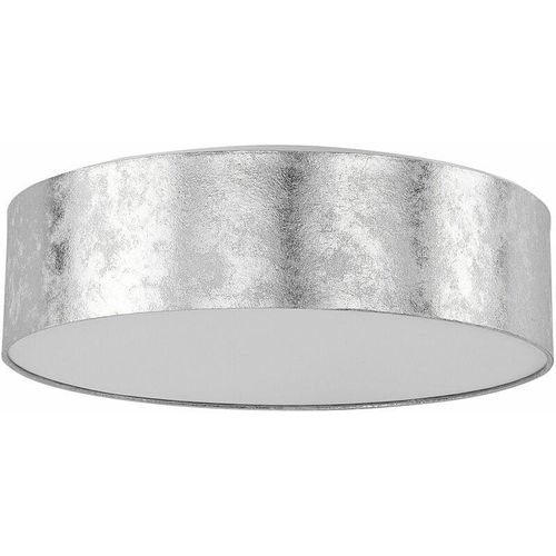 4251682208451 - Beliani - Deckenleuchte Silber Stoffschirm rund flach ø45 cm Trommelform Moderne Deckenlampe - Silber