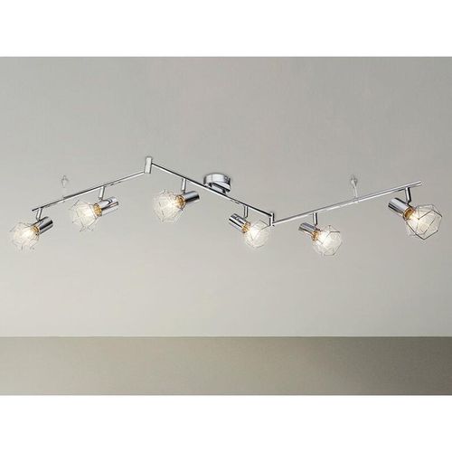 4262382961232 - Meinewunschleuchte - Industrial led Deckenstrahler Gitter Silber Chrom 6-flammig