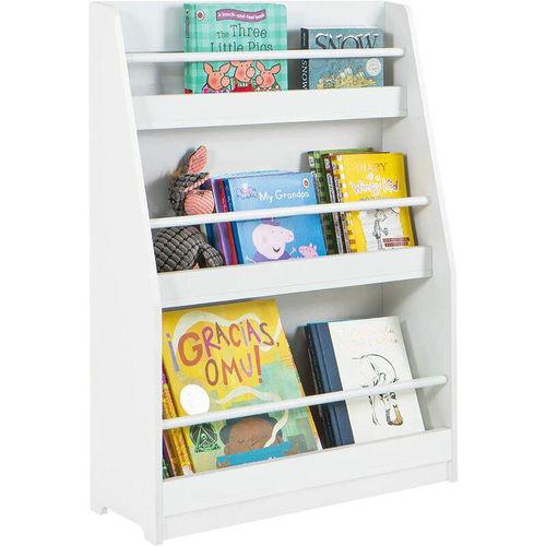 4251388617113 - KMB45-W Kinderregal Bücherregal für Kinder Wandregal Aufbewahrungsregal mit 3 Ablagen für Bücher und Deko weiß bht ca 58x81x18cm - Sobuy