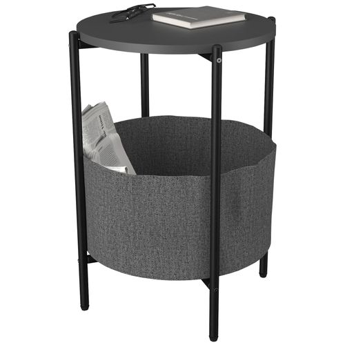 4051814426902 - Holz Beistelltisch Couchtisch im schlichten Industriestyle Maße ca H 60 x B 43 x T 43 cm runder Wohnzimmertisch Kaffeetisch - Pulia